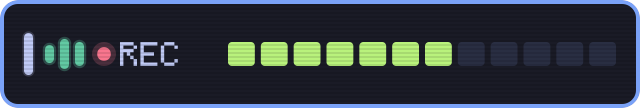 The Glazey recording overlay in Tokyo Night colors: the Glazey mark, a red REC dot and a green level meter
